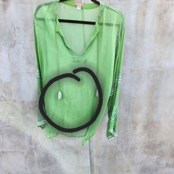 Glam souls green silk boho blouse - Picture 9 of 9
